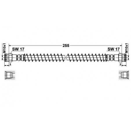 Flexible de Frein Arriere - Peugeot 205 longueur 275mm 19018157