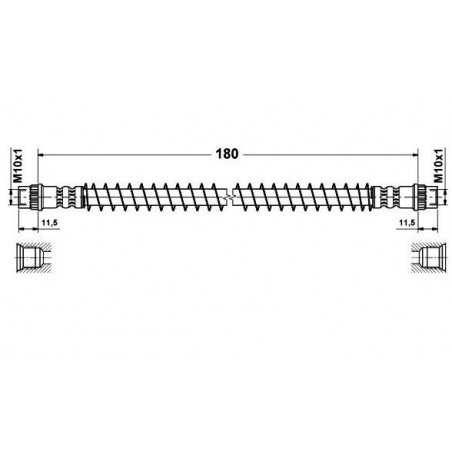 Flexible de Frein Arriere - Renault clio megane modus Peugeot 405 longueur 180mm 3932