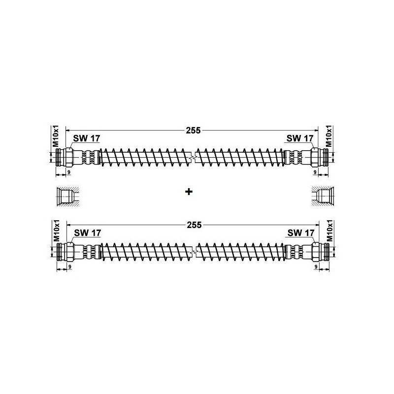 2x Flexibles de Frein Arriere - Peugeot 205 longueur 275mm 19018157*2