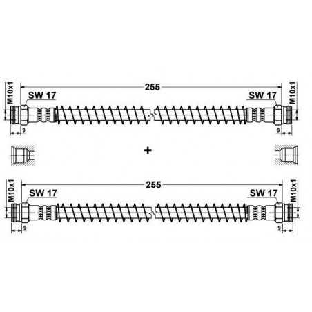 2x Flexibles de Frein Arriere - Peugeot 205 longueur 275mm 19018157*2