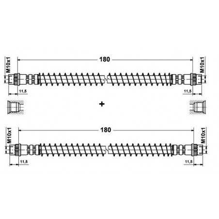 2x Flexibles de Frein Arriere - Peugeot 405 Renault Clio Megane Modus 3932*2