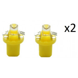 2x Ampoules LED B8.50 Creuse Jaune 12V - tableau de bord / feux de signalisation L004Y