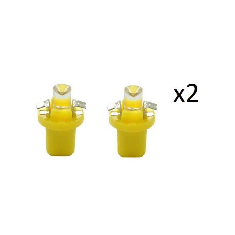 2x Ampoules LED B8.50 Creuse Jaune 12V - tableau de bord / feux de signalisation L004Y