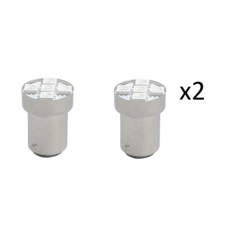 2x Ampoules LED BAY15d SMD 5050 Blanche - 12V L037W