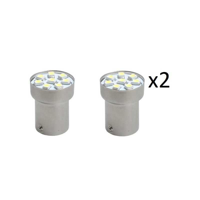 2x Ampoules LED BA15s G18 SMD 5050 Blanche - 12V L088W