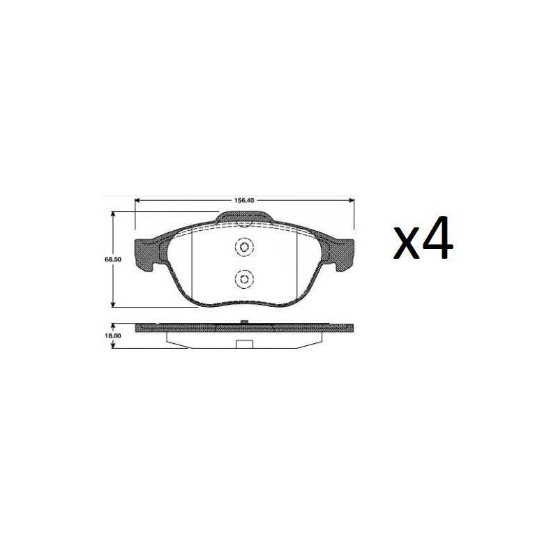 4x Plaquettes de Frein Avant - RENAULT LAGUNA 2 - VELSATIS - ESPACE 4 P68030