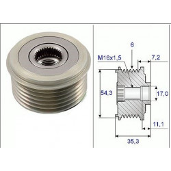 Poulie Alternateur - Citroen Peugeot Fiat 2.0 Hdi 2.2 Hdi 2.8 Hdi ESACT001
