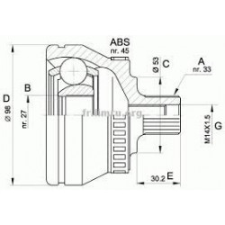 Kit réparation tête cardan Audi : A4 , A6 Volkswagen Passat , Skoda Octavia BF835 BF-AUTOPARTS Direction , suspension , trans...