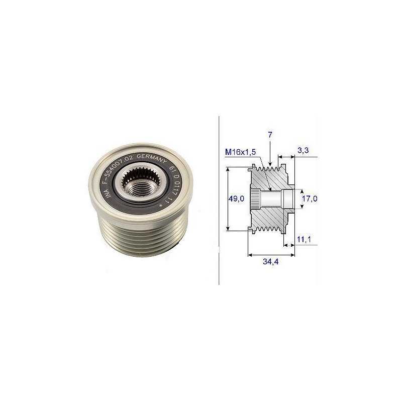 Poulie débrayable d'alternateur BMW : Série 1 , Série 3 , Série 5 , X5 ESABM002 BF-AUTOPARTS Poulie débrayable d'alternateur