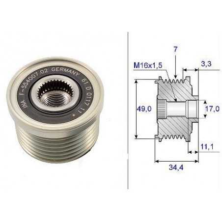 Poulie débrayable d'alternateur BMW : Série 1 , Série 3 , Série 5 , X5 ESABM002 BF-AUTOPARTS Poulie débrayable d'alternateur