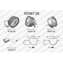 Kit distribution Audi A2 , Seat : Ibiza, Leon, Skoda : Fabia, Octavia, Volkswagen : Golf, Polo, Bora ( 1.4i , 1.6i ) KD457.2...