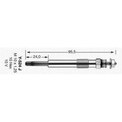 Bougie de préchauffage Ford : C-max, Courrier, Fiesta, Focus, Galaxy, Mondeo, S-max, Tourneo, Transit ( NGK : DP27 ) DP27 Fir...