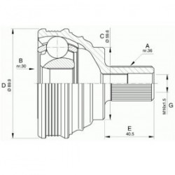 Embout tete de cardan Audi : A3, TT, Seat : Altea, Leon, Skoda : Octavia, Yeti, Volkswagen : Caddy, Eos, Golf, Passat, Touran...