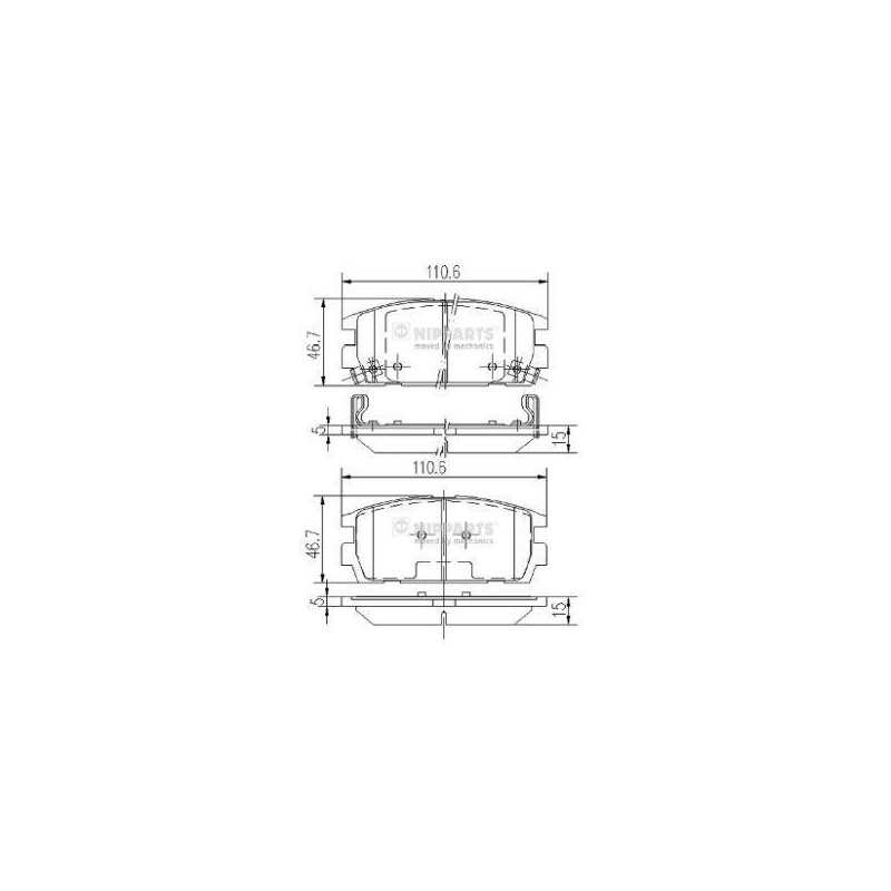 Jeu de 4 plaquettes de frein arrière Hyundai Terracan J3610511 NIPPARTS VH