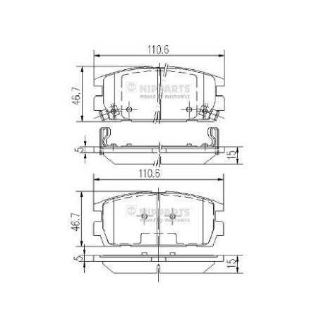 Jeu de 4 plaquettes de frein arrière Hyundai Terracan J3610511 NIPPARTS VH