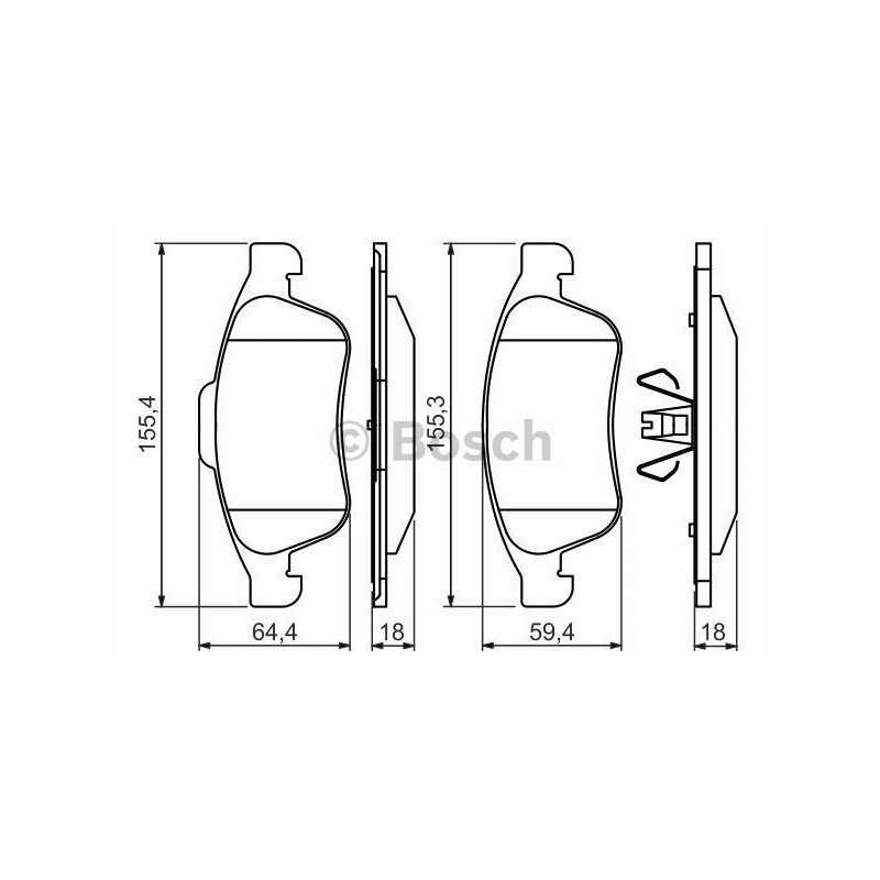 Jeu de 4 plaquettes de frein avant Dacia : Duster , Lodgy , Renault : Fluence, Mégane 3 , Scénic 3 0986494441 Bosch VH
