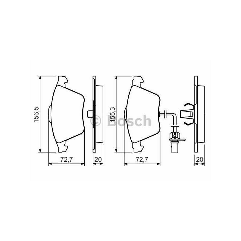 Jeu de 4 plaquettes de frein avant Audi A6 0986494283 Bosch Plaquette de frein