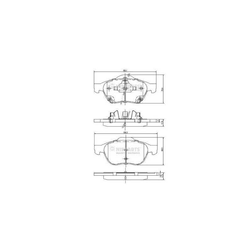 Jeu de 4 plaquettes de frein avant Toyota Avensis J3602115 NIPPARTS Freinage