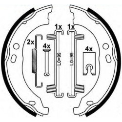 Jeu de machoires de frein arrière pour frein à main Citroen Jumper, Fiat Ducato, Peugeot Boxer 103540019 First VH