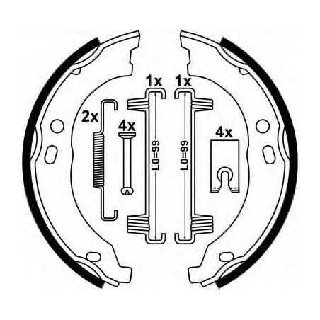 Jeu de machoires de frein arrière pour frein à main Citroen Jumper, Fiat Ducato, Peugeot Boxer 103540019 First VH Jeu de machoires de frein arrière pour frein à main Citroen Jumper, Fiat Ducato, Peugeot Boxer 103540019 First VH
