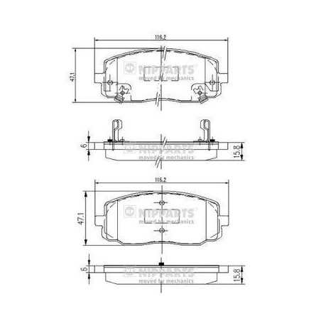 Jeu de 4 plaquettes de frein avant Hyundai I10 , Kia Picanto  J3600323 NIPPARTS VH