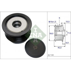 Poulie d'altrenateur debrayable Opel : Astra H, Signum, Vectra C, Zafira B, Saab 9-3 535018810 First VH