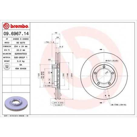 Jeu de 2 disques de frein avant Ford Transit ( BREMBO ) 09.6967.14 Brembo Disque de frein