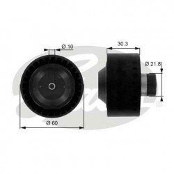 Galet enrouleur de courroie d'accessoire : Citroen, Ford, Mazda, Peugeot, Suzuki, Toyota, Volvo T36034 Gates VH