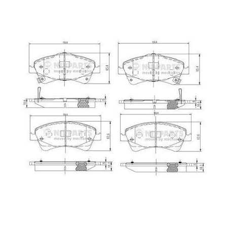 Jeu de 4 plaquettes de frein avant Toyota : Auris , Avensis , Corolla , Verso N3602133 NIPPARTS VH
