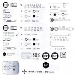 Coffret d'Outillage Cles Mixte et Douilles - 84 pieces 1032