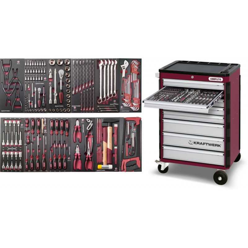 Servantes d'atelier 8 tiroirs avec 192 outils COMPLETO EVA3 3908-49907