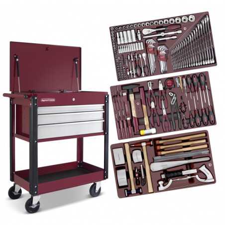 Chariot pour atelier de carrosserie - 3 tiroirs + 176 outils 3917-4919+3 Chariot pour atelier de carrosserie - 3 tiroirs + 176 outils 3917-4919+3