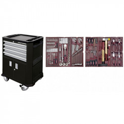 Servante d'atelier avec double porte + 4 tiroirs - 150 pièces 2906-4909
