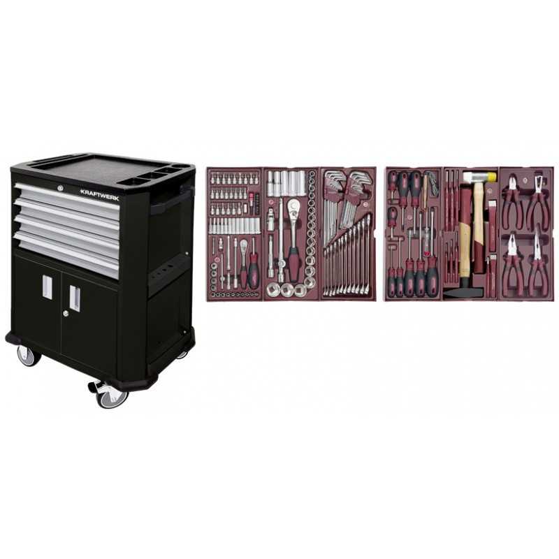 Servante d'atelier avec double porte + 4 tiroirs - 150 pièces 2906-4909