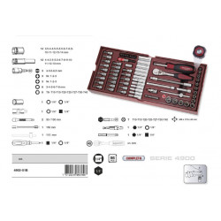 Servante d'atelier avec double porte + 4 tiroirs - 150 pièces 2906-4909