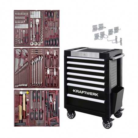 Servante d'atelier TRIO 7 tiroirs + bac a rangement - 191 pièces 102.400.502 Servante d'atelier TRIO 7 tiroirs + bac a rangement - 191 pièces 102.400.502