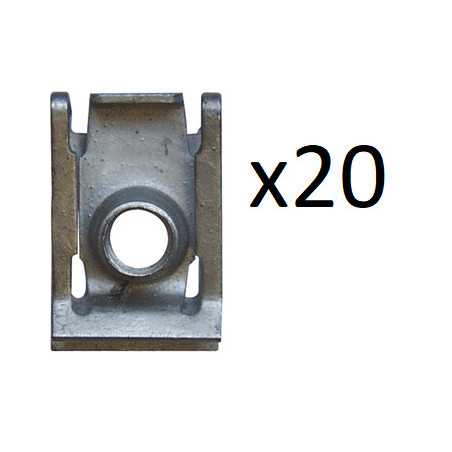 20x Fixations Clips-Ecrous Doubles - Renault Peugeot Citroën fiat 10592 20x Fixations Clips-Ecrous Doubles - Renault Peugeot Citroën fiat 10592