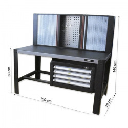 ETABLI 4 TIROIRS INFERIEURS AVEC ARMOIRE ET RIDEAUX 51428