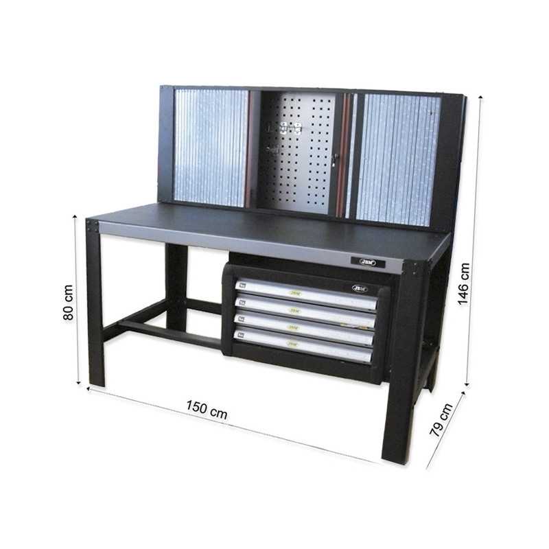 ETABLI 4 TIROIRS INFERIEURS AVEC ARMOIRE ET RIDEAUX 51428