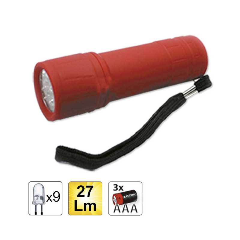 LAMPE TORCHE DE 9 LEDS ROUGE 52557