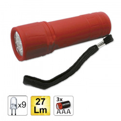 LAMPE TORCHE DE 9 LEDS ROUGE 52557