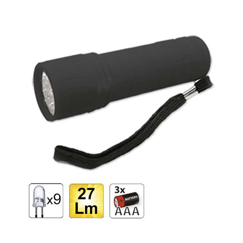 LAMPE TORCHE DE 9 LEDS NOIR 52558