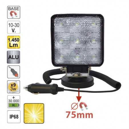 PROJECTEUR DE TRAVAIL, CARRÉ, LUMIÈRE DIFFUSÉ, BASE MAGNETIQUE 52566