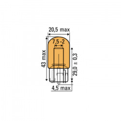 AMPOULE OBN AMBER 12V 21W T20 52370