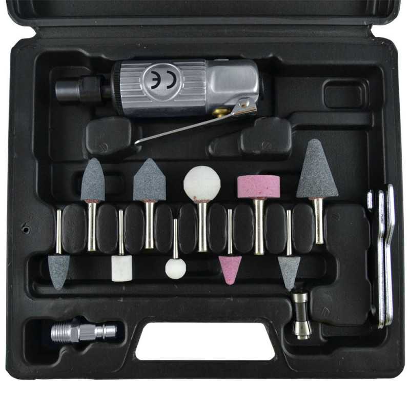 COFFRET DE 16 PIECES AVEC MEULEUSE PNEUMATIQUE 52157