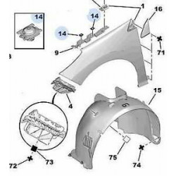 10x Clips PASSAGE DE ROUE - PEUGEOT 307 308 CITROEN C4 C5 VCF472