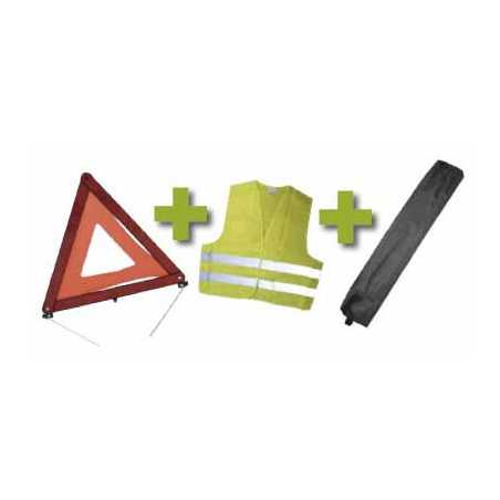 KIT DE SÉCURITÉ + POCHETTE MINI NOIR + GILET FLUO + TRIANGLE DE PRESIGNALISATION 53093