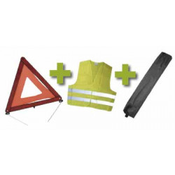 KIT DE SÉCURITÉ + POCHETTE MINI NOIR + GILET FLUO + TRIANGLE DE PRESIGNALISATION 53093