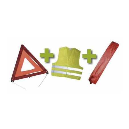 KIT DE SÉCURITÉ + POCHETTE MINI ROUGE + GILET FLUO + TRIANGLE DE PRESIGNALISATION 53094