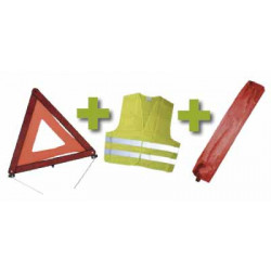 KIT DE SÉCURITÉ + POCHETTE MINI ROUGE + GILET FLUO + TRIANGLE DE PRESIGNALISATION 53094